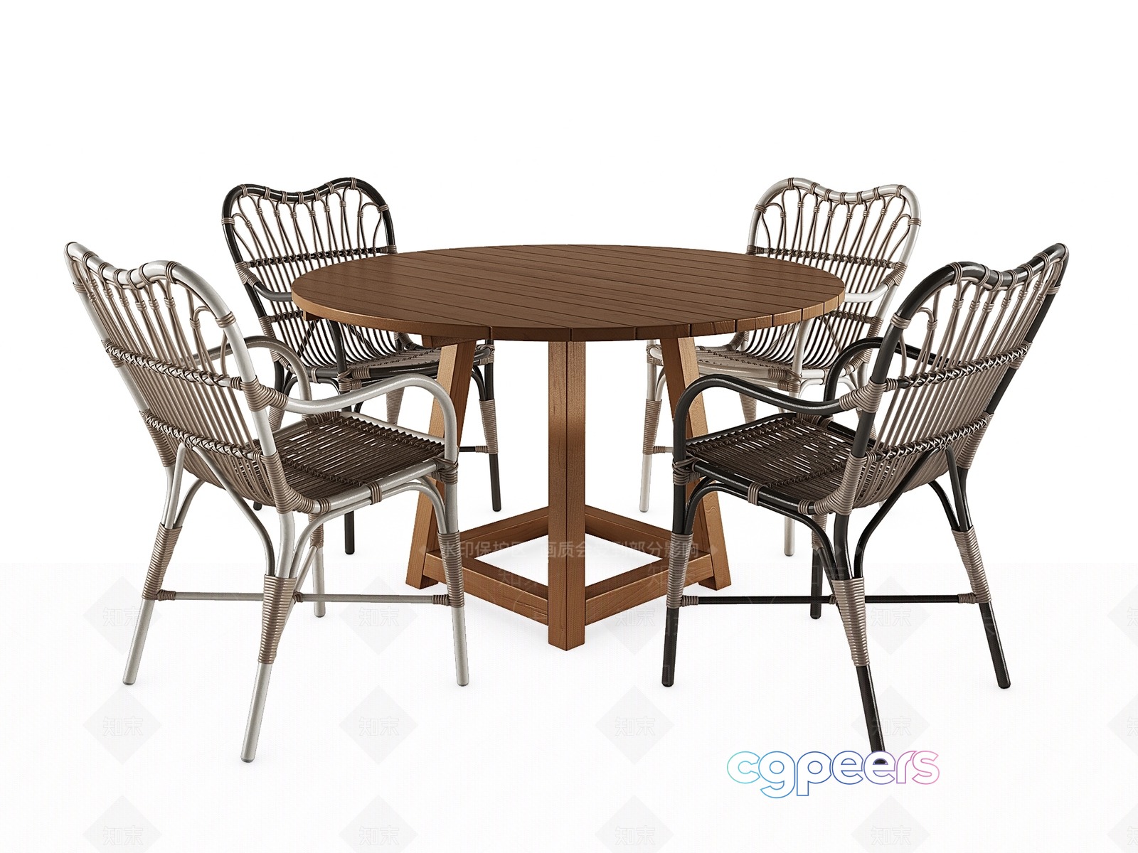 Rattan Outdoor Dining Set 3D Model - 4316 - VRAY Render