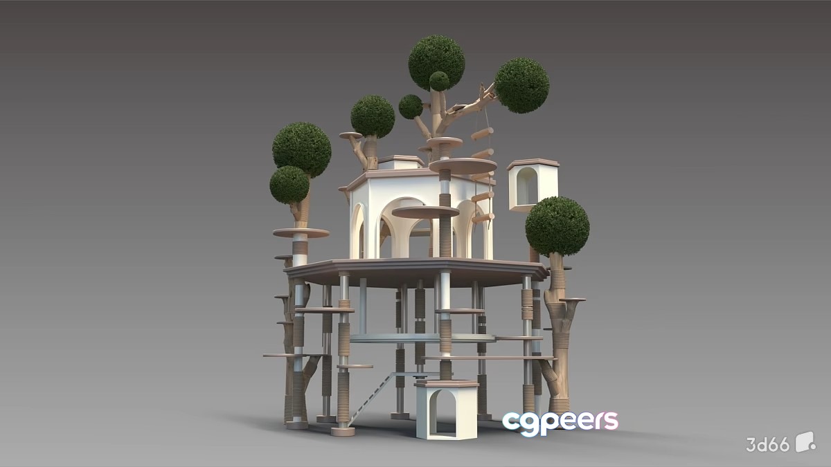 A Cat Tree With Multiple Levels 3D Model - 19041 - VRAY Render A Cat Tree With Multiple Levels 3D Model - 19041 - VRAY Render