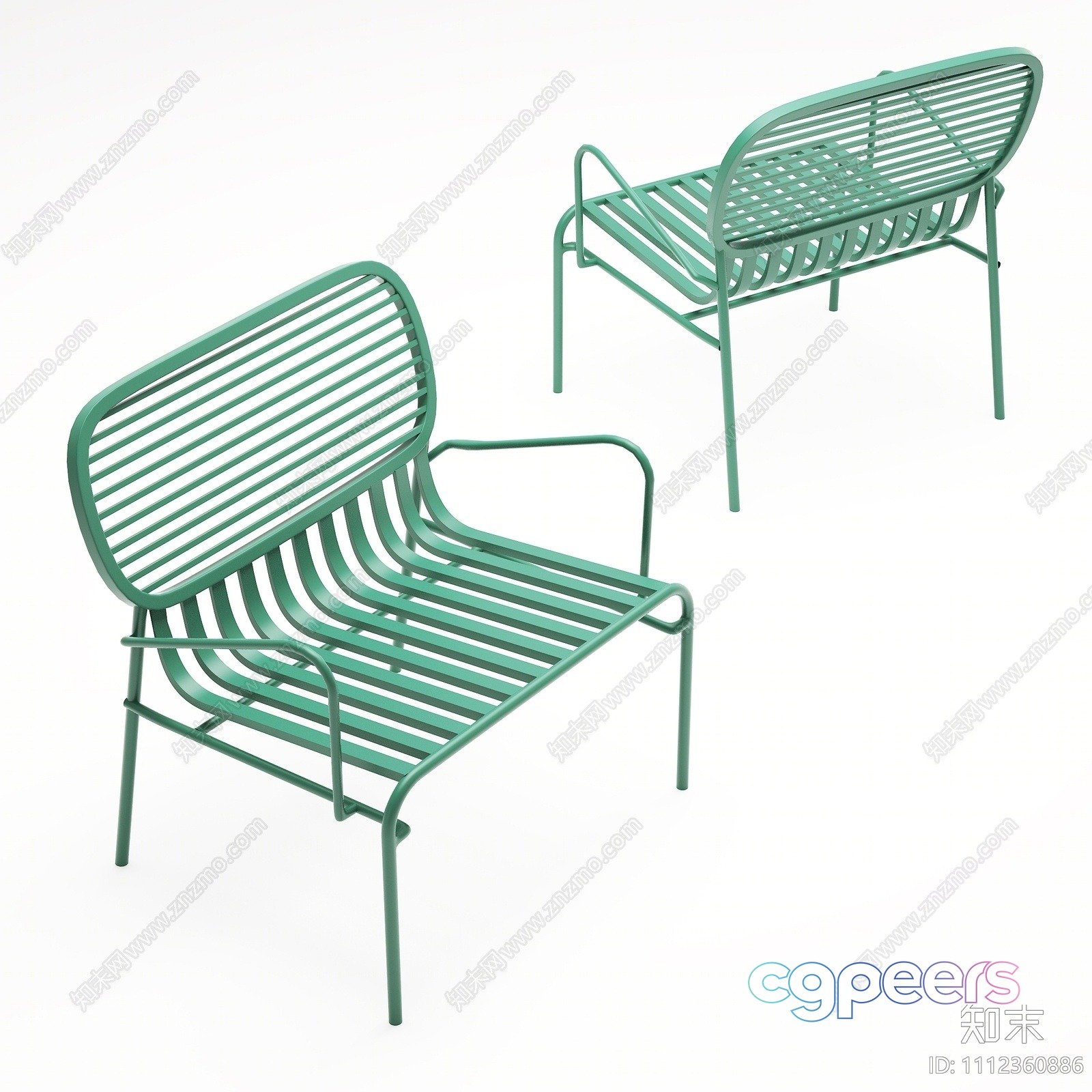 Modern Green Metal Chair 3D Model - 19483 - VRAY Render
