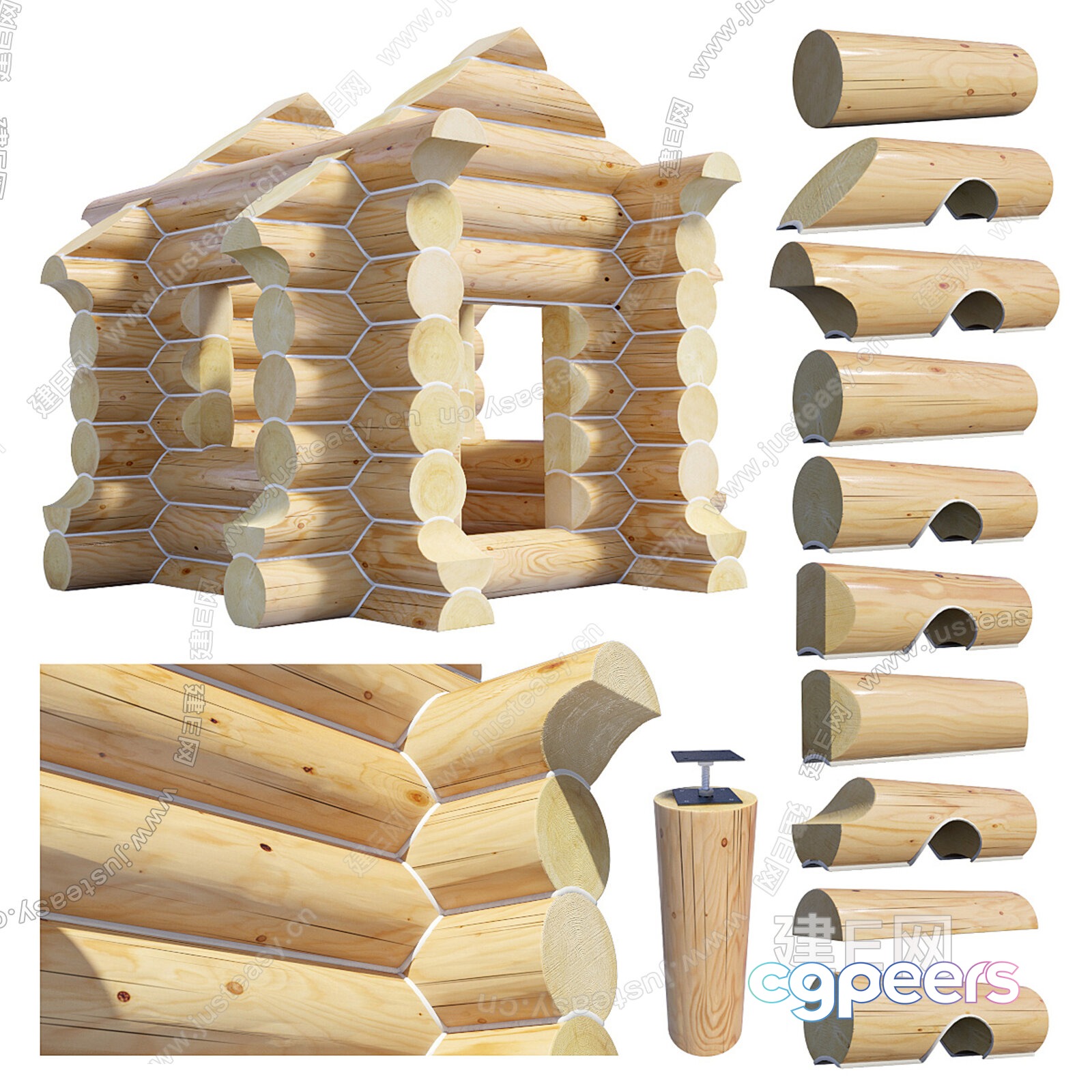 Wooden Log Cabin 3D Model - 1908 - VRAY Render