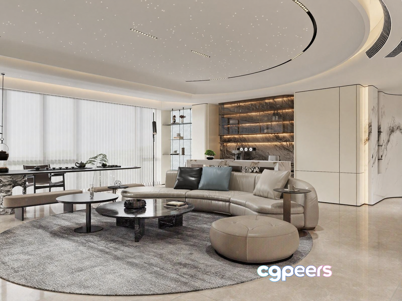 Modern Living Room 3D Model - 2392 - VRAY Render Modern Living Room 3D Model - 2392 - VRAY Render