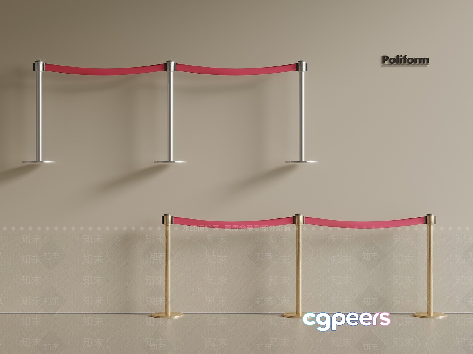 Poliform Stanchions 3D Model - 21458 - VRAY Render