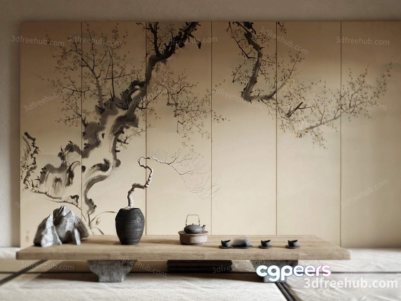 A Japanese-Style Room 3D Model - 20910 - VRAY Render A Japanese-Style Room 3D Model - 20910 - VRAY Render