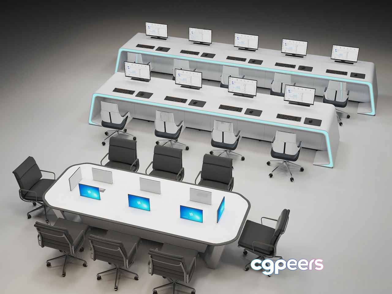 Modern Computer Workstations 3D Model - 18408 - VRAY Render