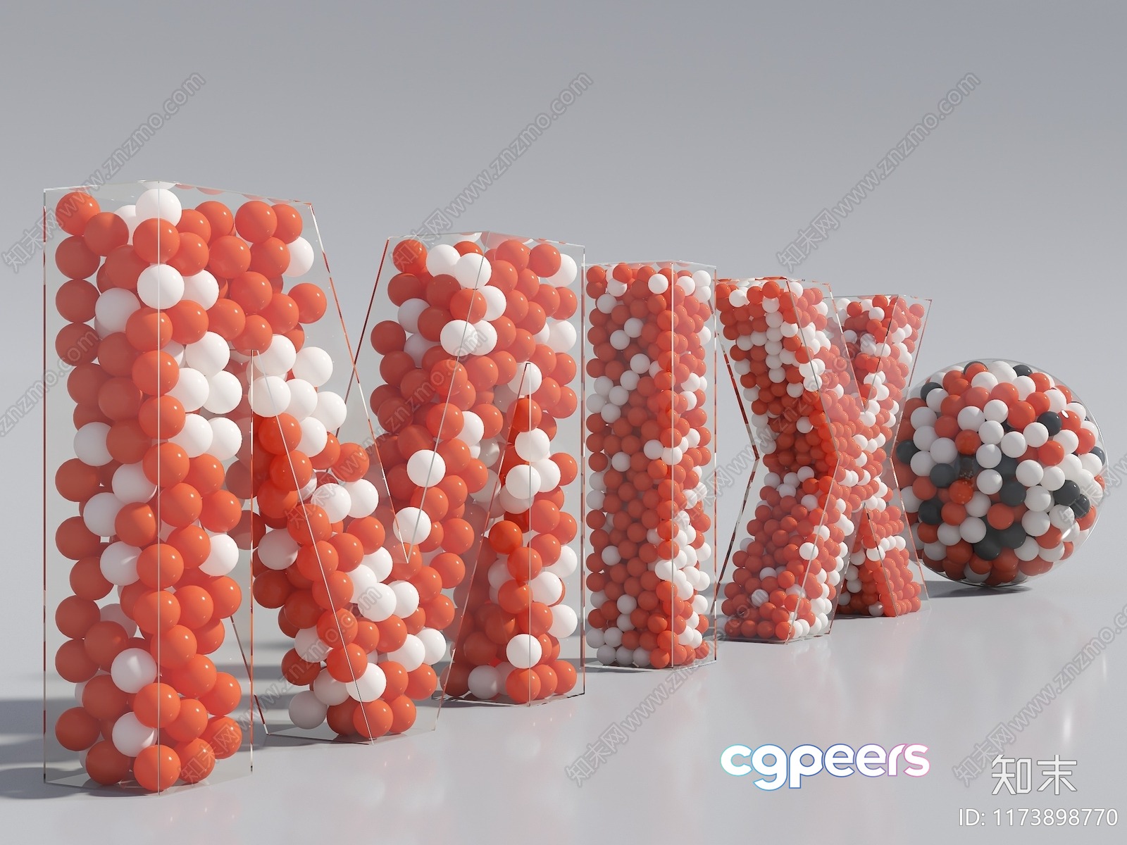 Red And White Balls In Plastic Containers 3D Model - 4253 - VRAY Render