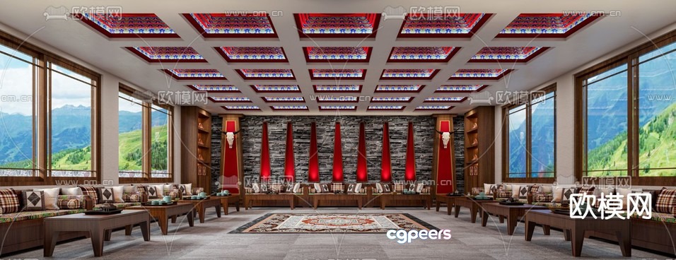 Traditional Chinese Living Room 3D Model - 10311 - VRAY Render