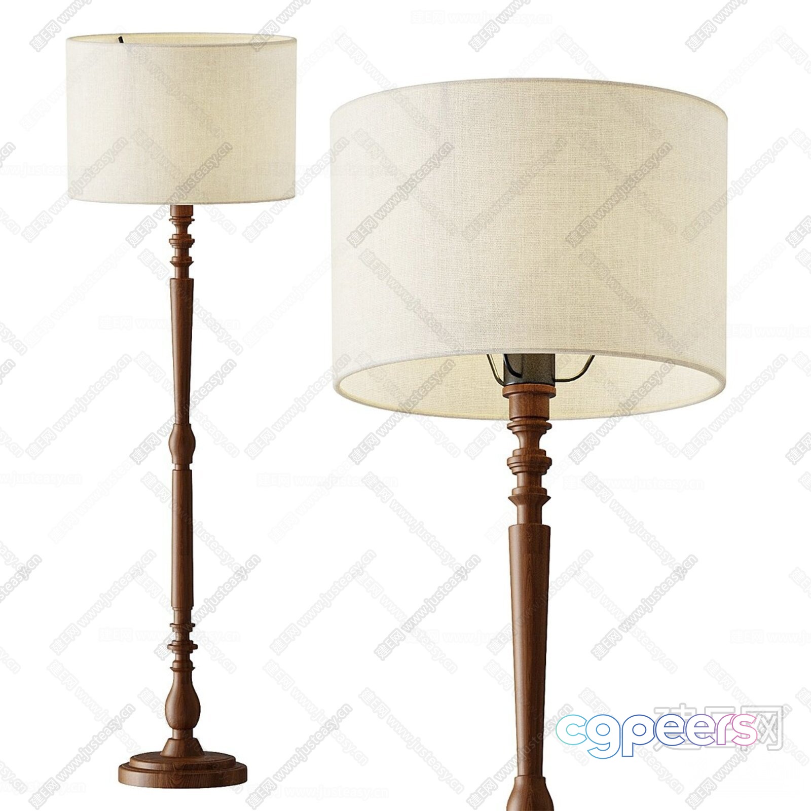 Wooden Table Lamps With White Shades 3D Model - 19122 - VRAY Render Wooden Table Lamps With White Shades 3D Model - 19122 - VRAY Render