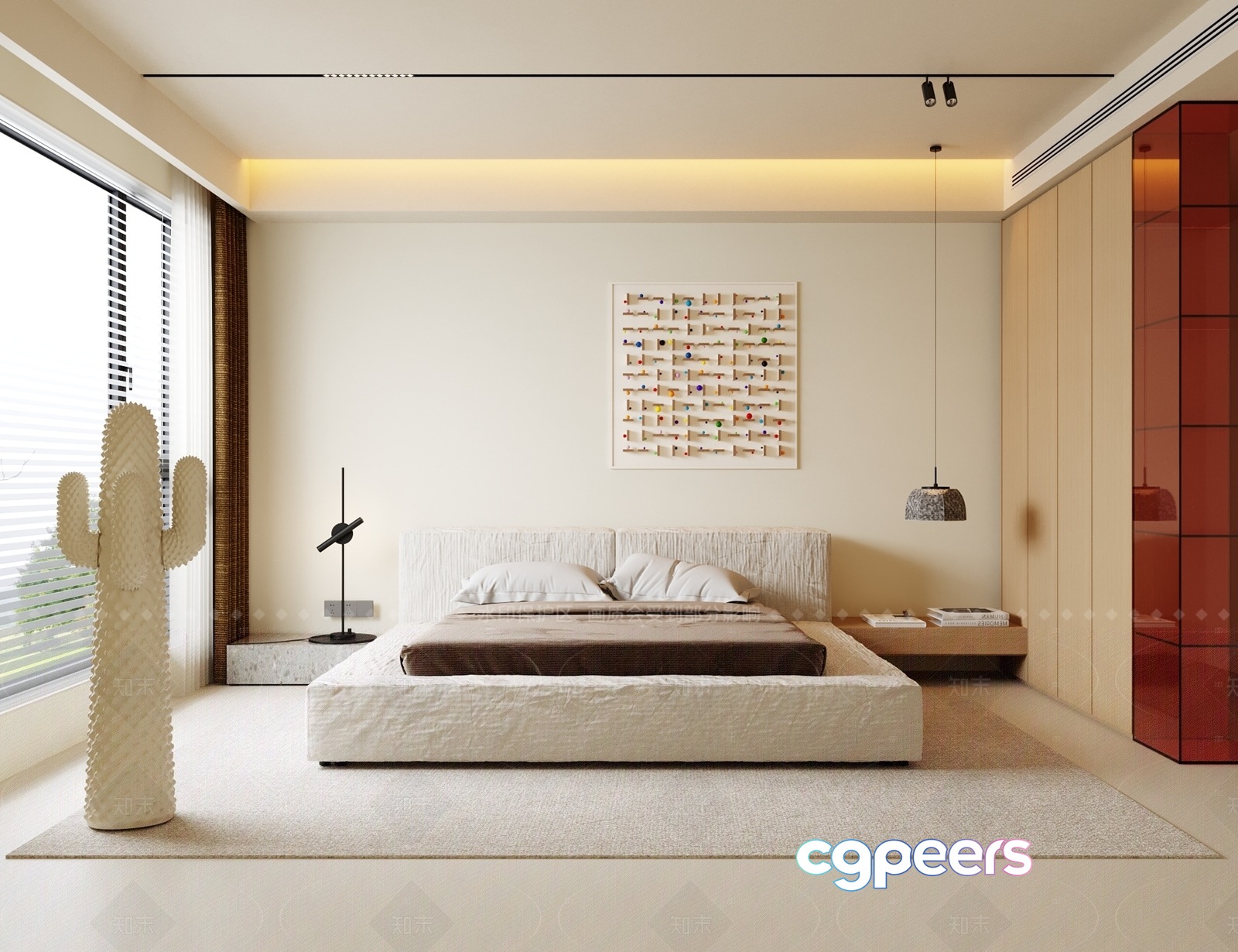 Modern Minimalist Bedroom 3D Model - 12542 - VRAY Render