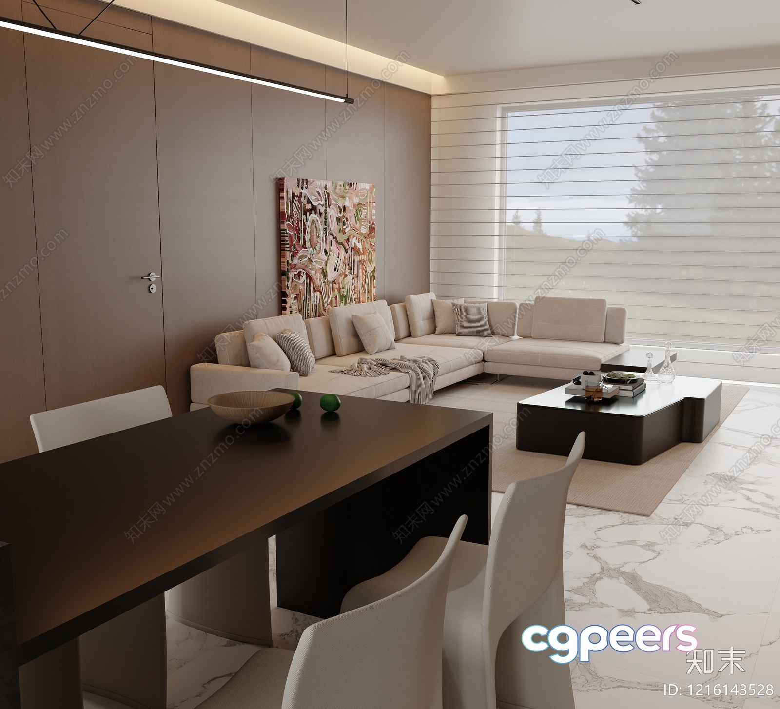 Modern Living Room 3D Model - 15268 - VRAY Render