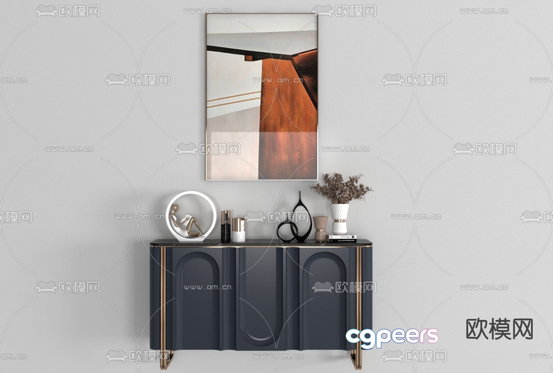 Modern Art Display 3D Model - 1014 - VRAY Render