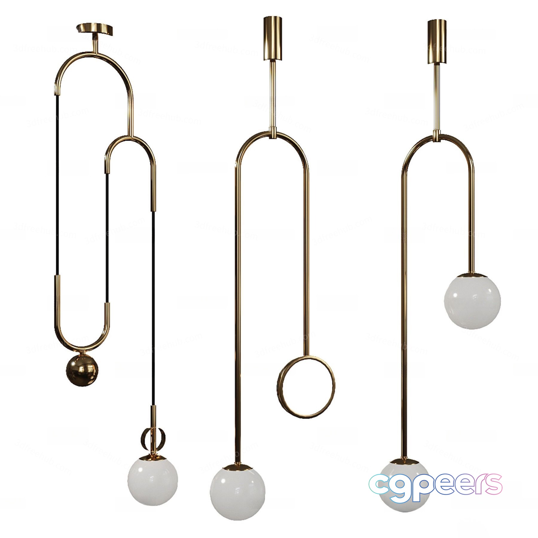 Gold Light Fixture 3D Model - 23306 - VRAY Render