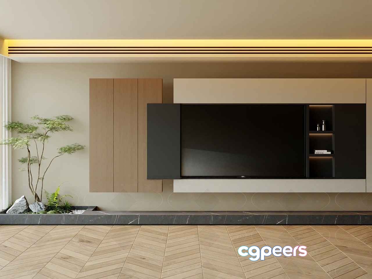 Modern Tv Wall Unit 3D Model - 17237 - CORONA Render