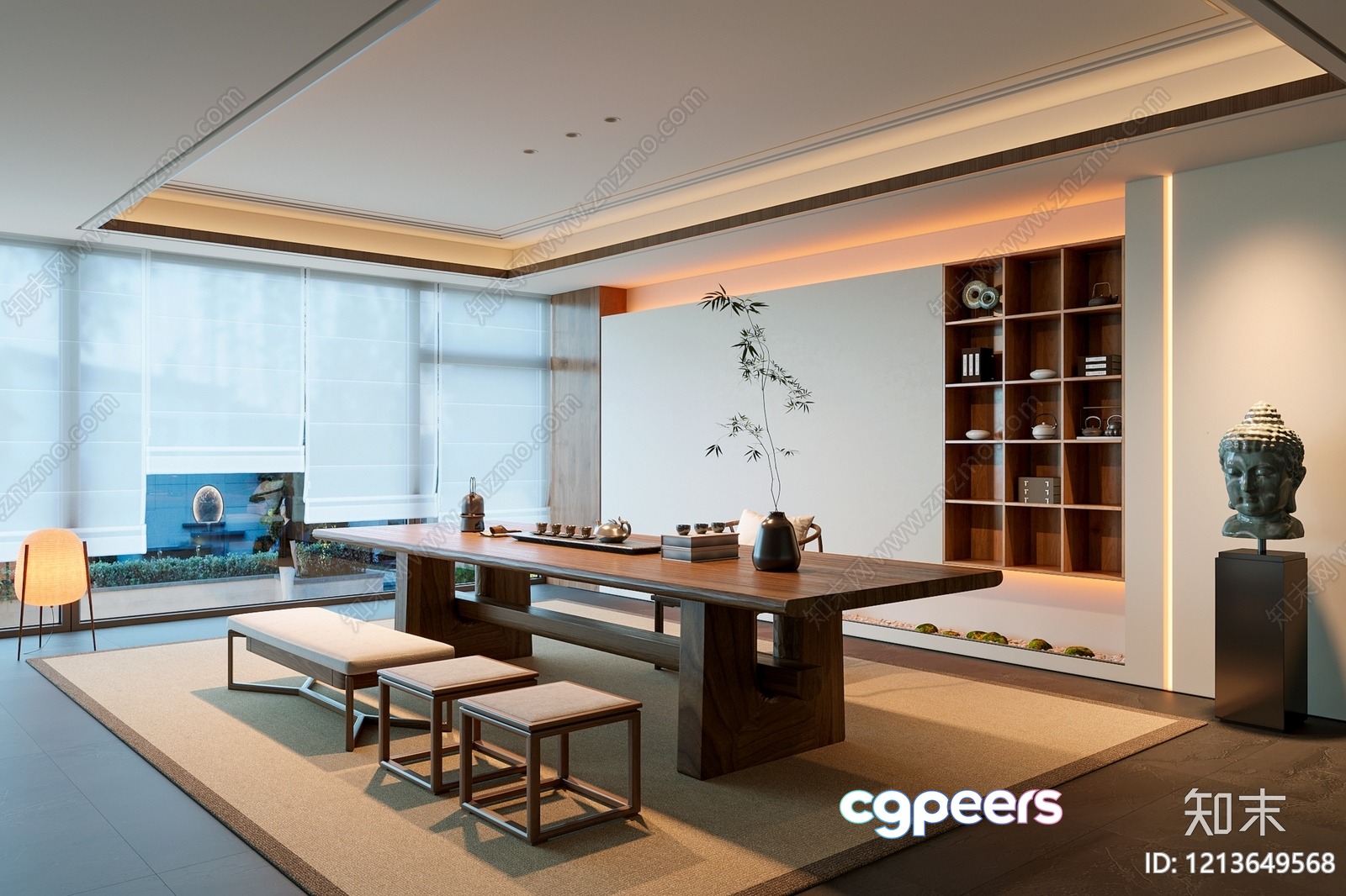 Modern Asian-Inspired Room 3D Model - 7697 - VRAY Render