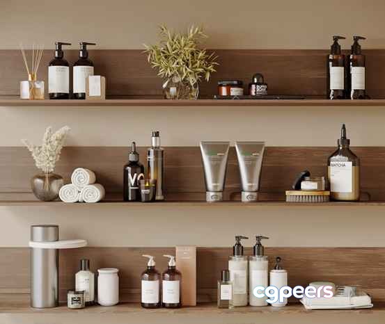 Modern Bathroom Shelves 3D Model - 8702 - CORONA Render Modern Bathroom Shelves 3D Model - 8702 - CORONA Render