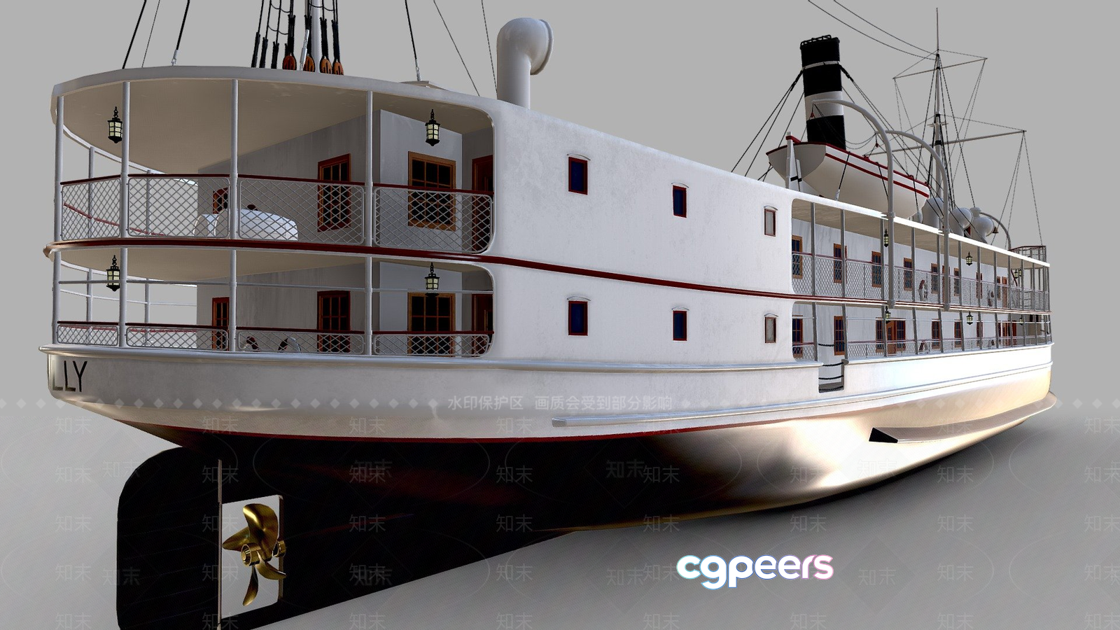 A White Boat 3D Model - 142 - VRAY Render A White Boat 3D Model - 142 - VRAY Render