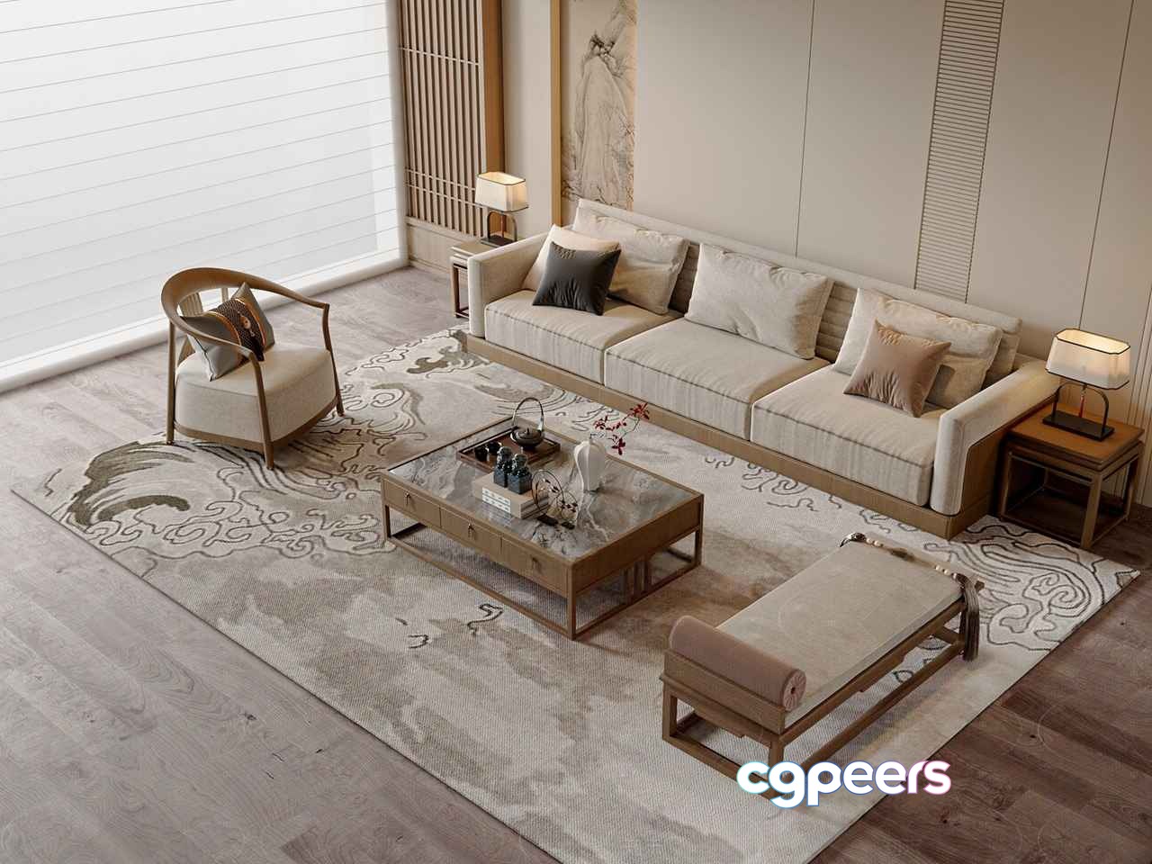 Modern Living Room 3D Model - 11249 - VRAY Render Modern Living Room 3D Model - 11249 - VRAY Render