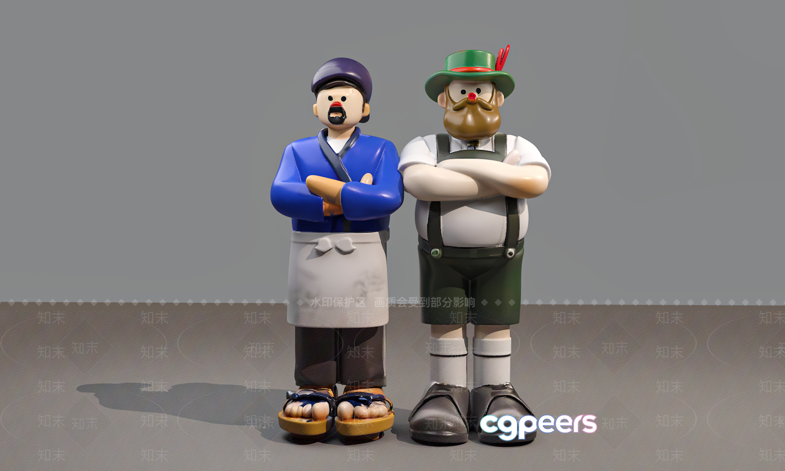 Two Cartoon Men 3D Model - 2333 - VRAY Render Two Cartoon Men 3D Model - 2333 - VRAY Render