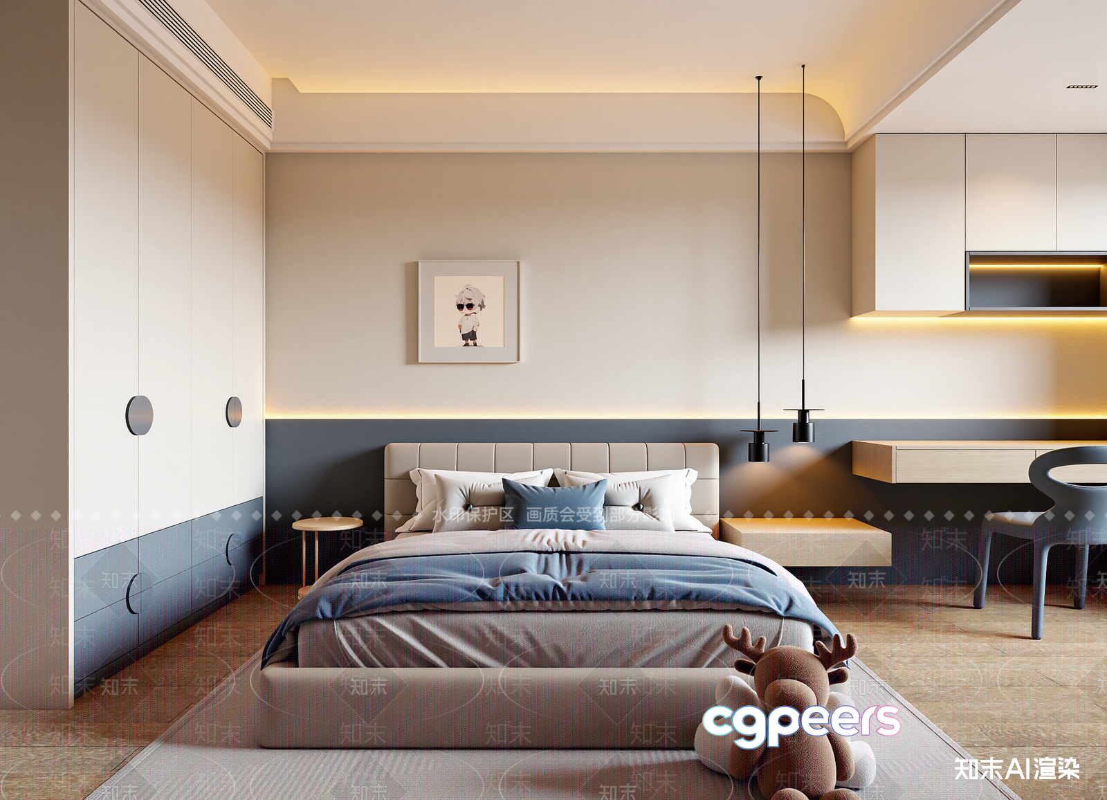 Modern Bedroom Design 3D Model - 17216 - VRAY Render