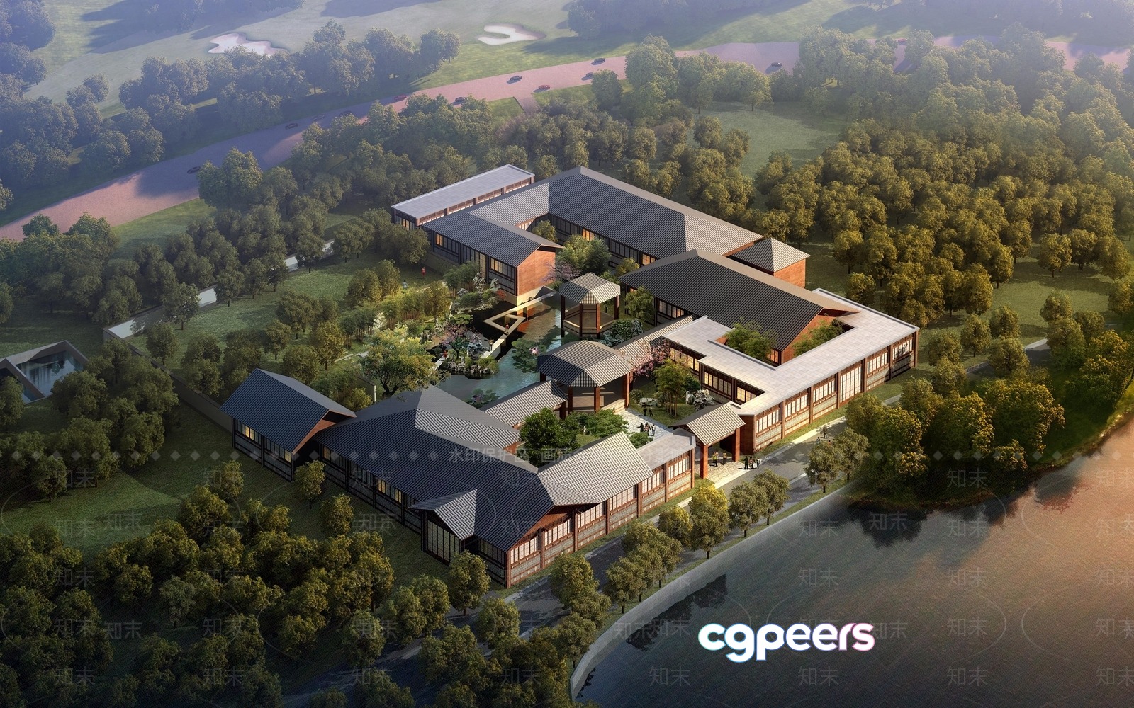 A Large Building With A Mix Of Modern And Traditional Architectural Styles 3D Model - 6867 - VRAY Render A Large Building With A Mix Of Modern And Traditional Architectural Styles 3D Model - 6867 - VRAY Render