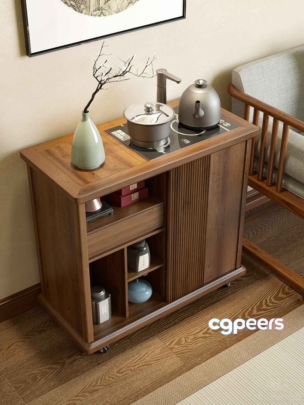 A Wooden Cabinet 3D Model - 9720 - VRAY Render A Wooden Cabinet 3D Model - 9720 - VRAY Render