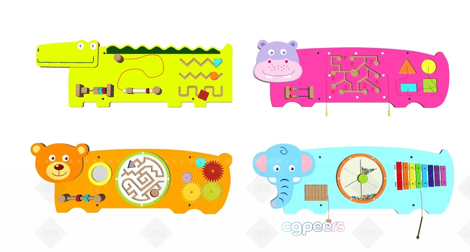 A Colorful Toy With Various Shapes And Objects 3D Model - 16959 - VRAY Render