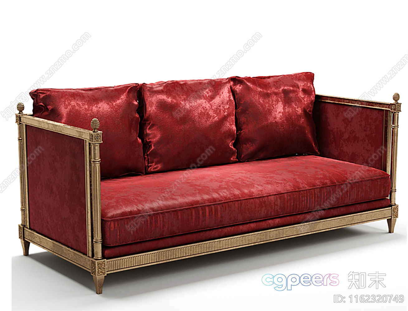 Red Velvet Sofa 3D Model - 6645 - CORONA Render