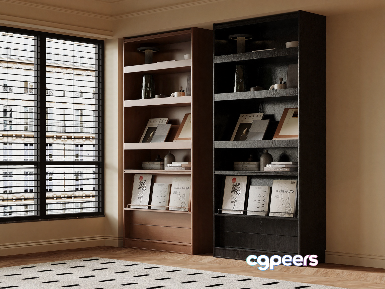 Modern Bookshelves 3D Model - 9698 - VRAY Render Modern Bookshelves 3D Model - 9698 - VRAY Render