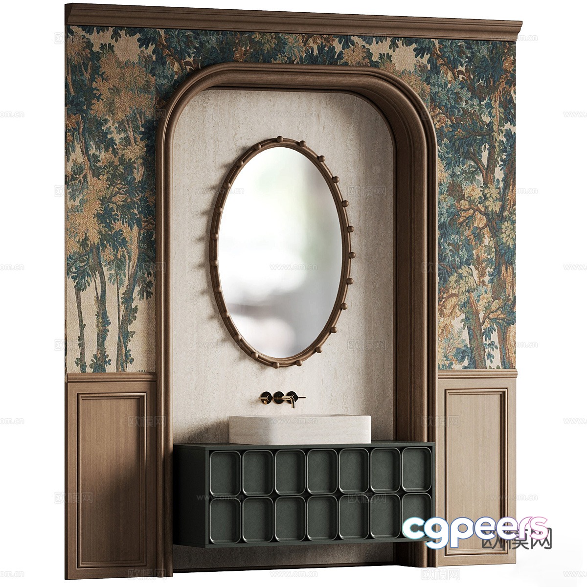 A Bathroom Vanity With A Mirror 3D Model - 5028 - CORONA Render