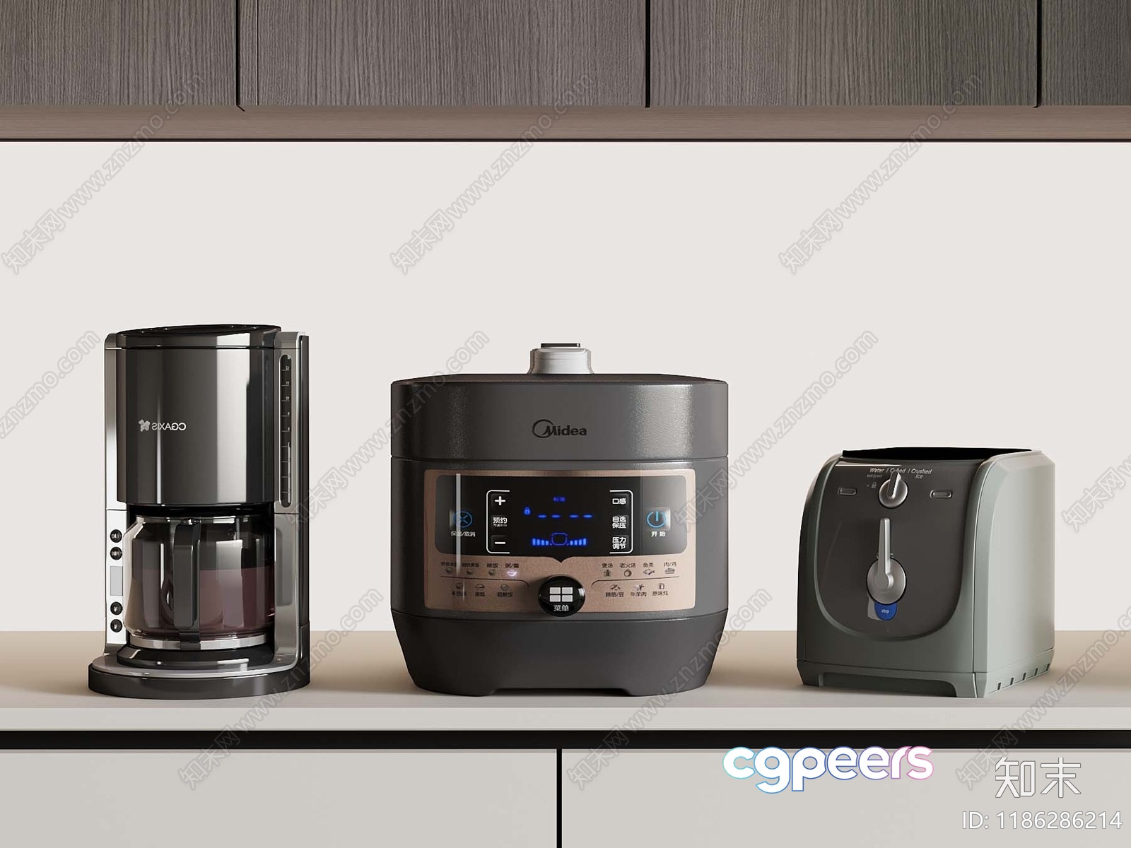 A Kitchen Countertop With Three Appliances 3D Model - 1496 - VRAY Render A Kitchen Countertop With Three Appliances 3D Model - 1496 - VRAY Render