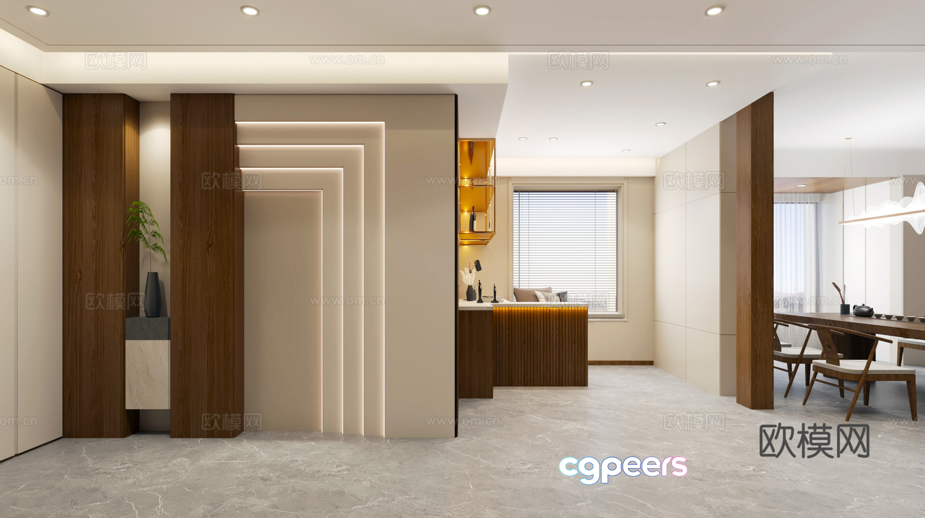 Modern Office Space 3D Model - 13345 - VRAY Render