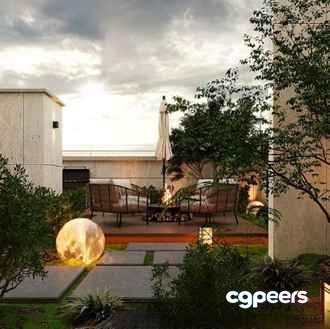 A Patio With Outdoor Furniture 3D Model - 1066 - VRAY Render A Patio With Outdoor Furniture 3D Model - 1066 - VRAY Render
