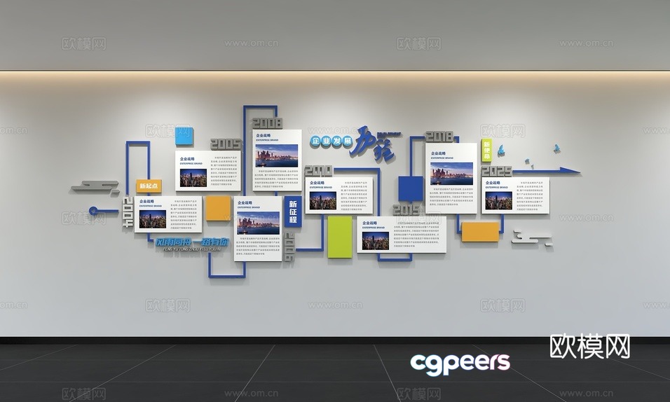 A Wall With A Timeline Of Events 3D Model - 13268 - VRAY Render