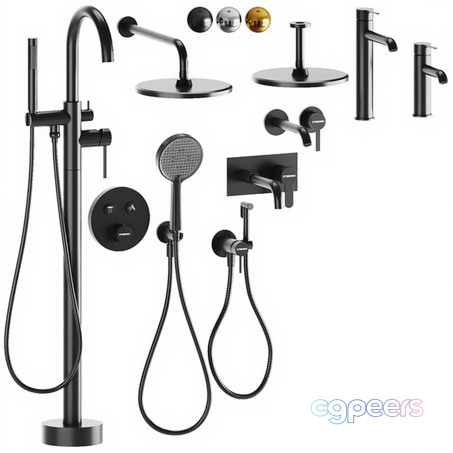 A Bathroom Faucet Set 3D Model - 9611 - CORONA Render A Bathroom Faucet Set 3D Model - 9611 - CORONA Render