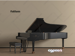 A Black Piano 3D Model - 536 - VRAY Render