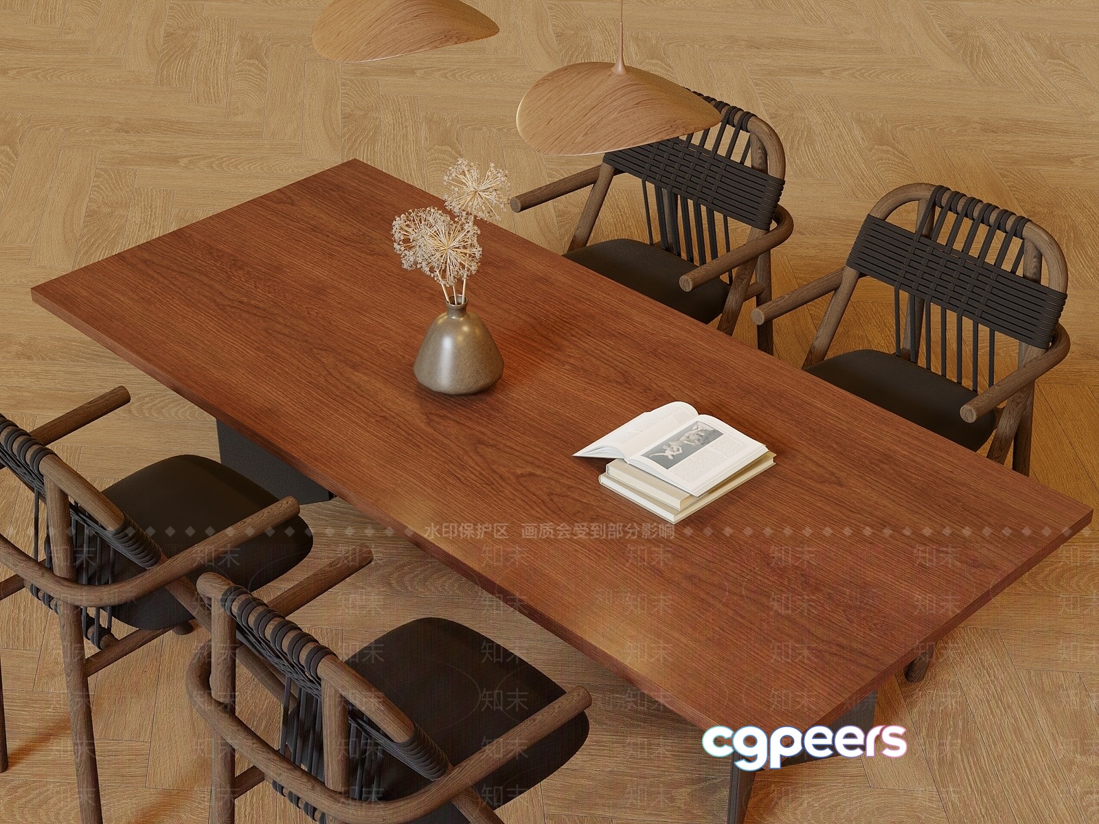 Modern Wooden Table 3D Model - 9048 - VRAY Render