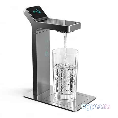 A Water Dispenser With A Glass 3D Model - 4380 - VRAY Render
