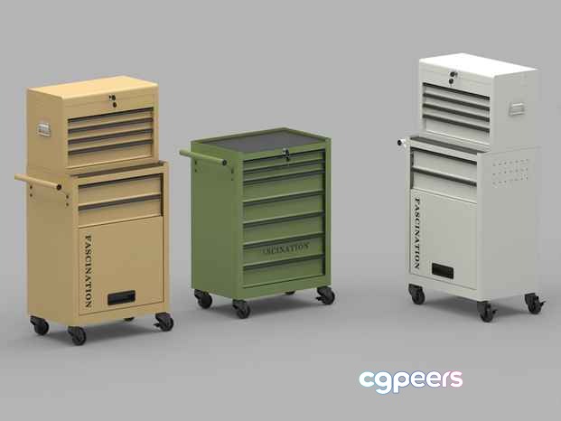 Small Rolling Tool Cabinets 3D Model - 167 - VRAY Render