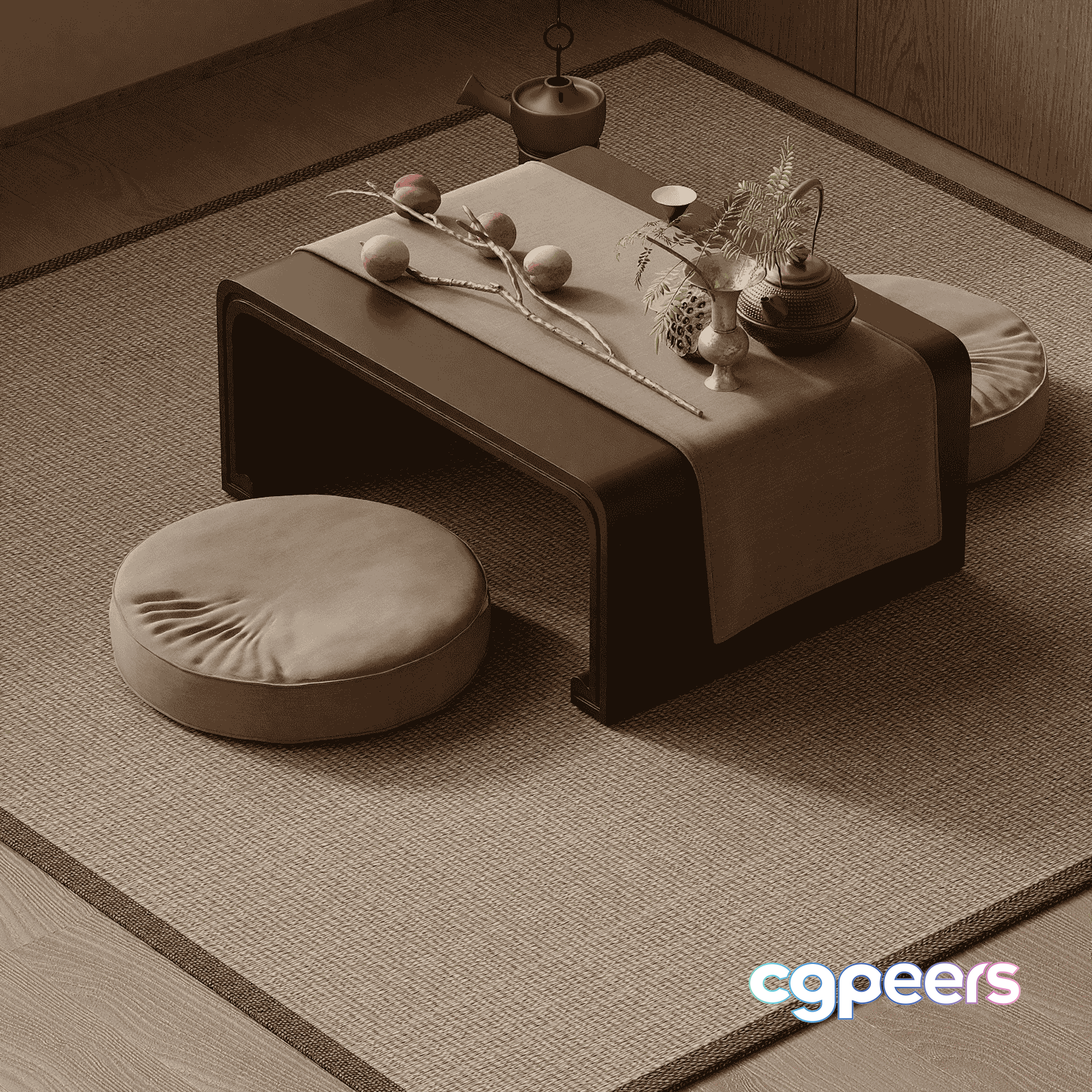 Japanese-Inspired Living Room 3D Model - 16540 - VRAY Render Japanese-Inspired Living Room 3D Model - 16540 - VRAY Render