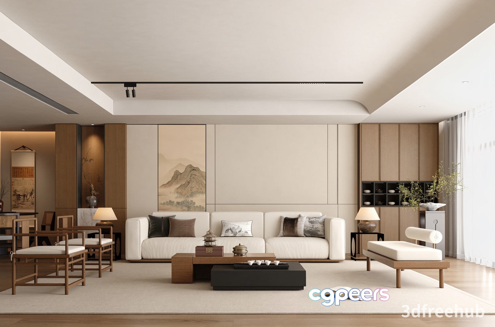 Modern Living Room 3D Model - 19415 - VRAY Render