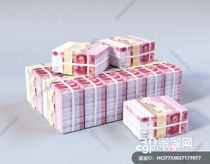 Money Stacks 3D Model - 16680 - VRAY Render