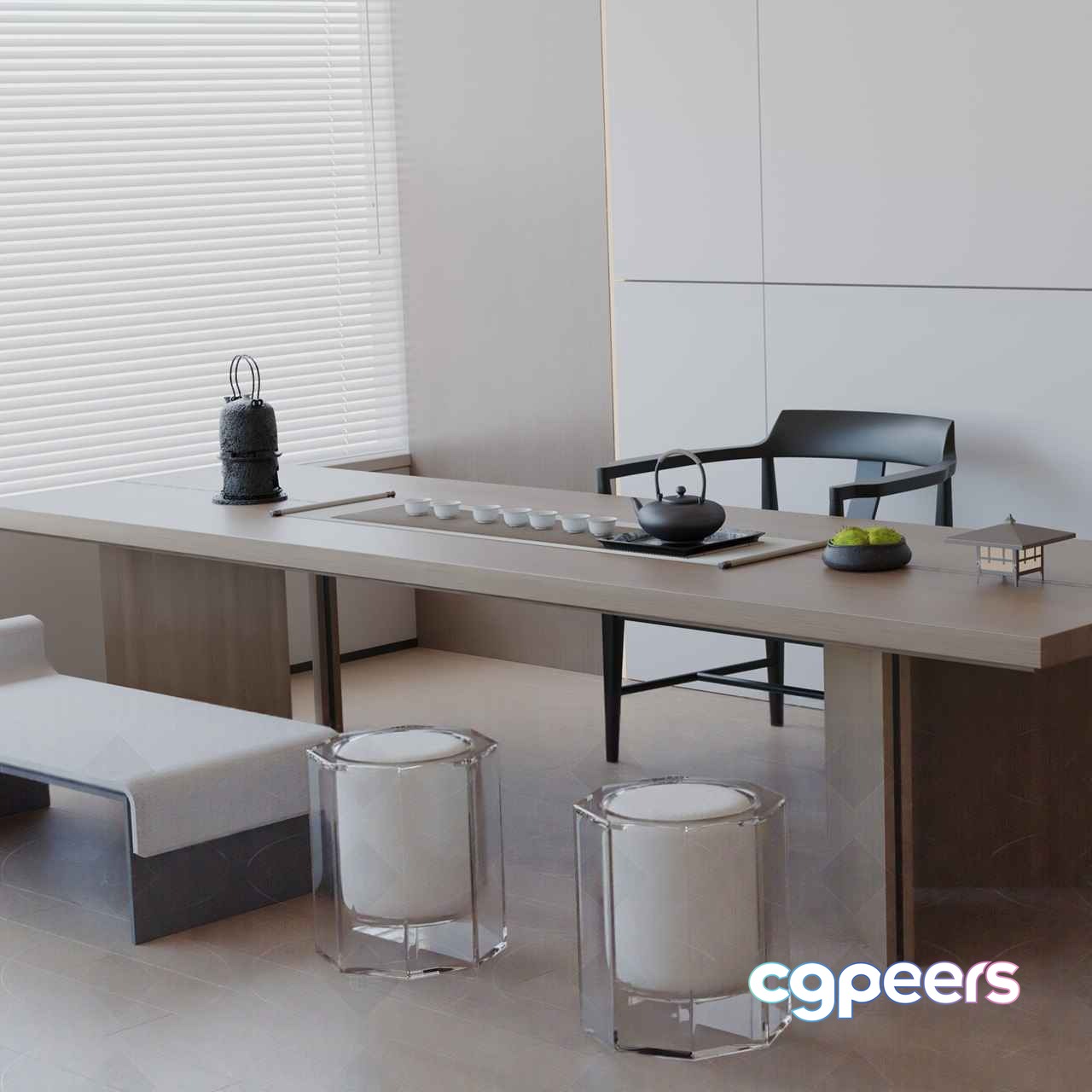 Minimalist Japanese-Inspired Room 3D Model - 2755 - VRAY Render