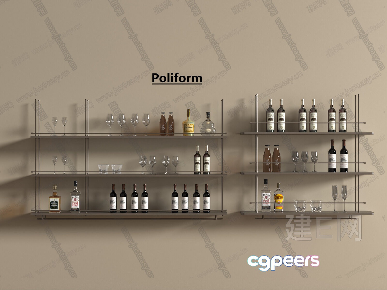 Poliform Shelving 3D Model - 20391 - VRAY Render