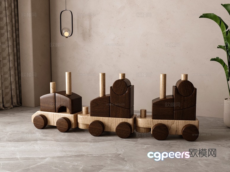 Wooden Toy Train 3D Model - 17720 - VRAY Render
