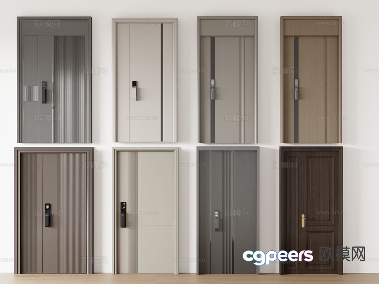 A Collection Of Doors With Different Designs And Colors 3D Model - 10318 - VRAY Render