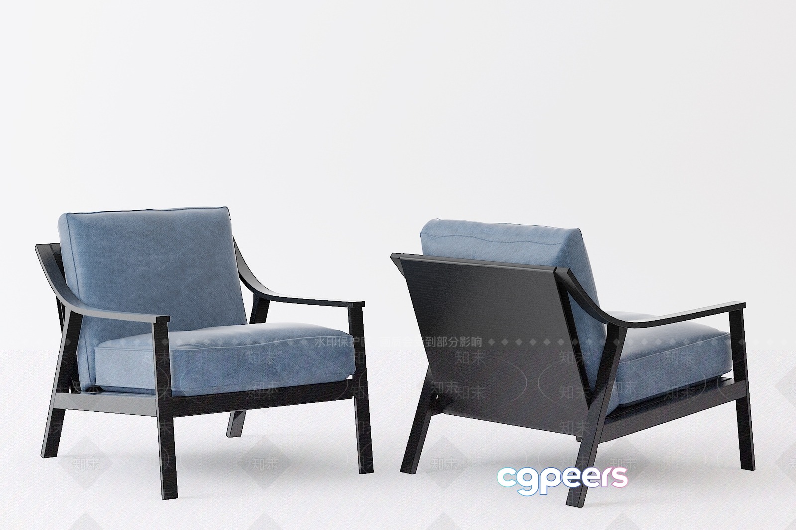 Modern Velvet Chairs 3D Model - 4161 - VRAY Render