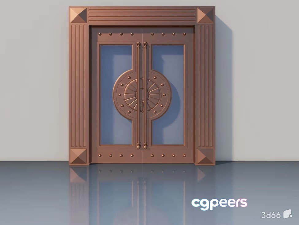 A Bronze Door 3D Model - 23021 - VRAY Render A Bronze Door 3D Model - 23021 - VRAY Render