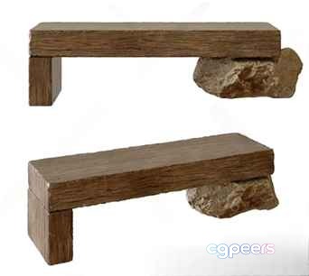 A Rustic Wooden Bench 3D Model - 2516 - VRAY Render