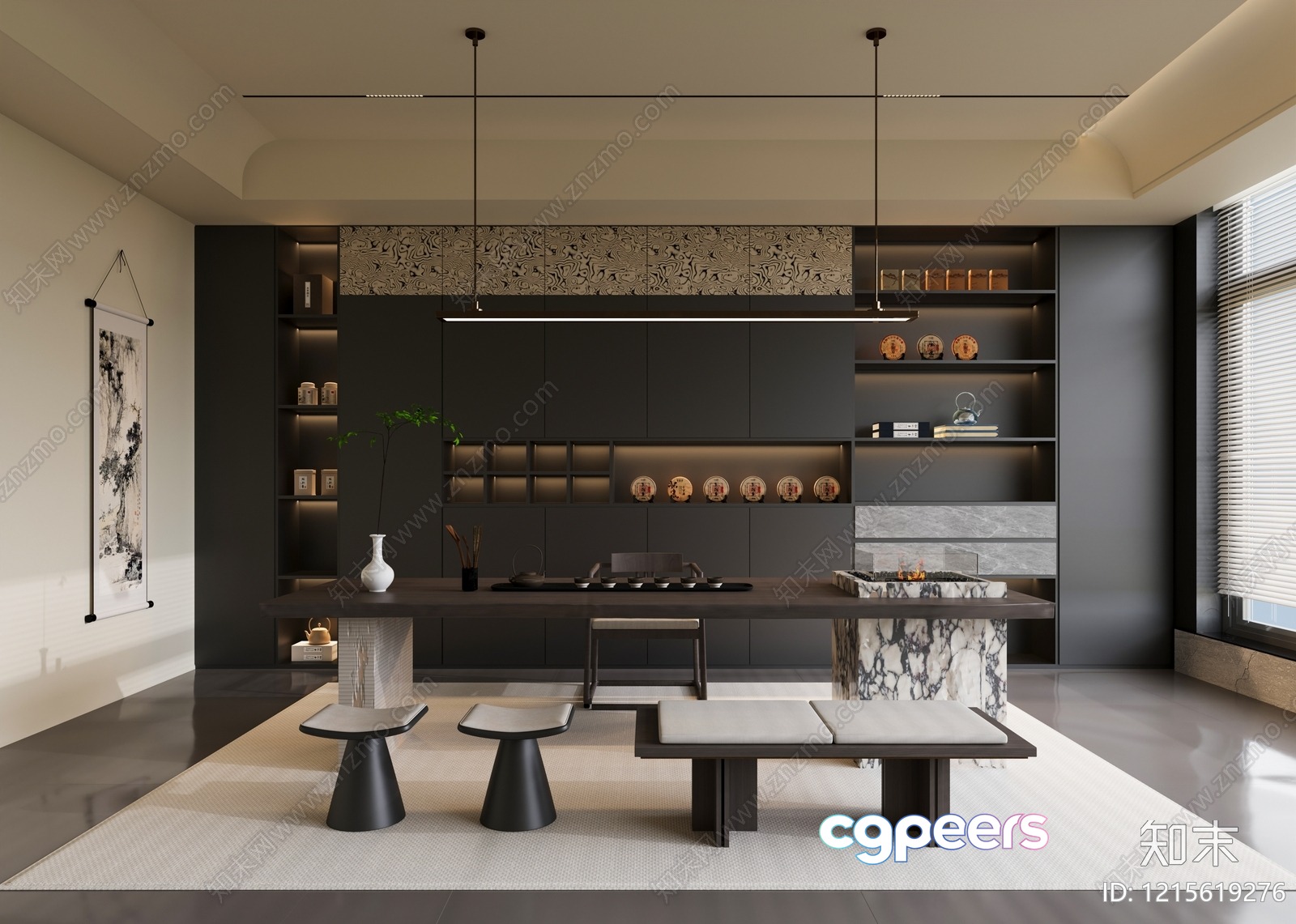 Modern Asian-Inspired Dining Room 3D Model - 11052 - VRAY Render Modern Asian-Inspired Dining Room 3D Model - 11052 - VRAY Render