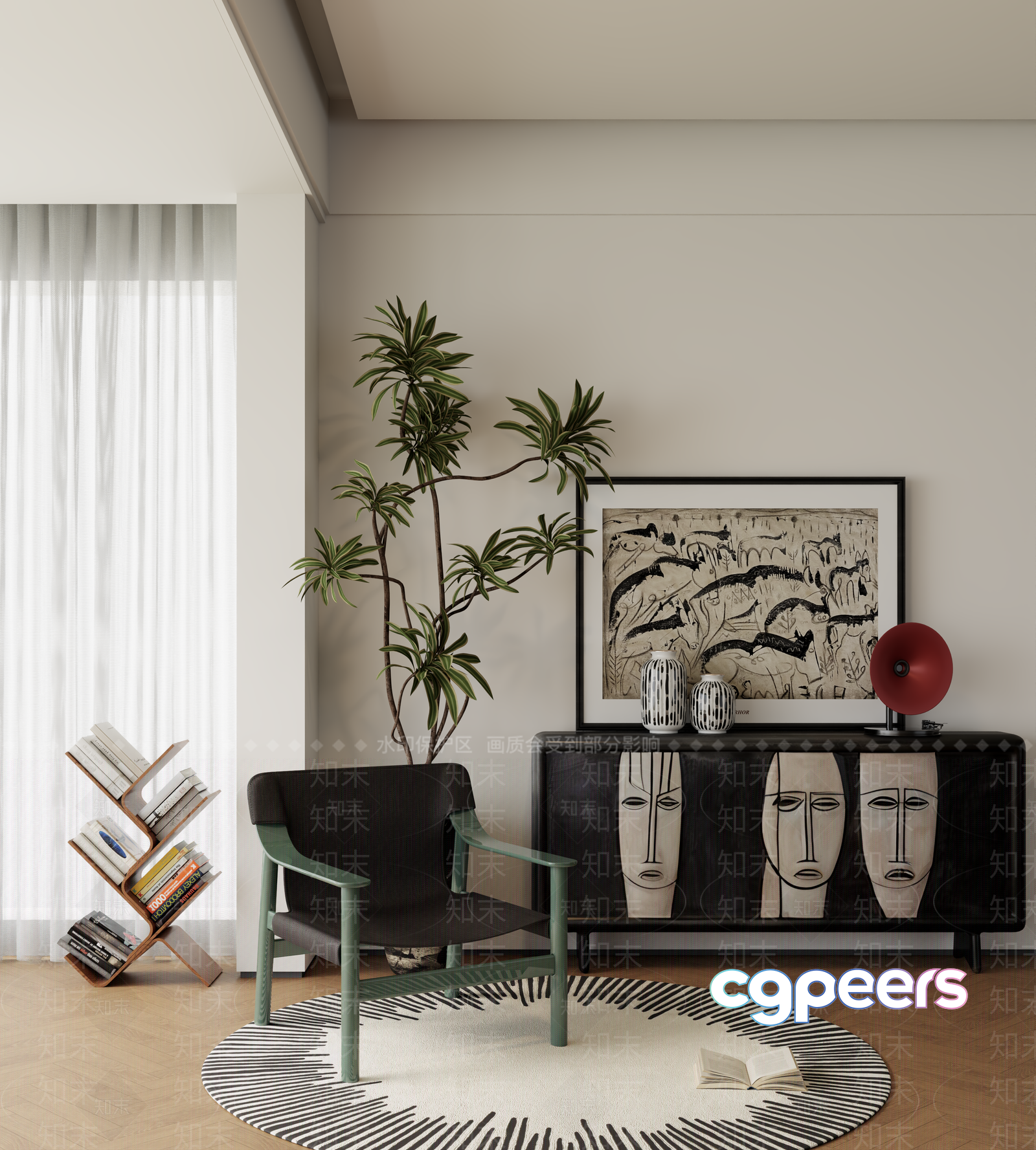Modern Living Room 3D Model - 18040 - VRAY Render