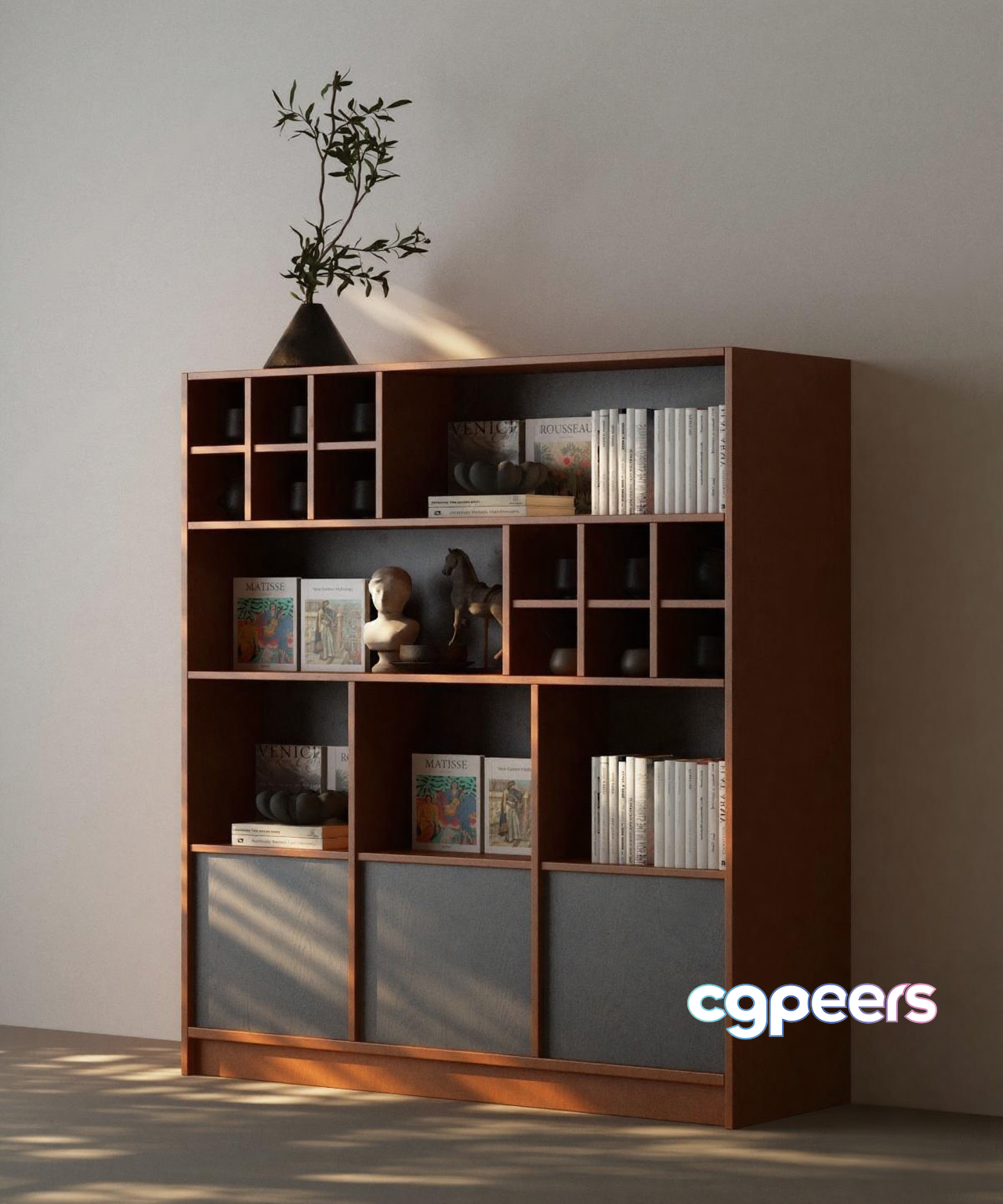Modern Bookshelf 3D Model - 10723 - VRAY Render Modern Bookshelf 3D Model - 10723 - VRAY Render